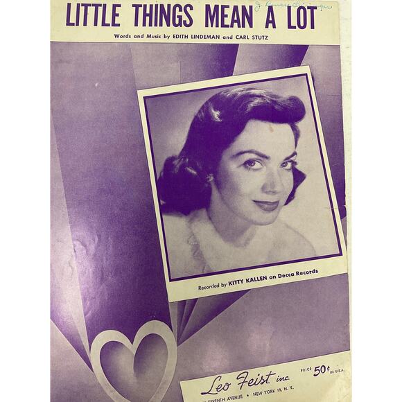 Little Things Mean A Lot Sheet Music Edith Lindeman Stutz Kitty Kallen Ukulele - Picture 2 of 6